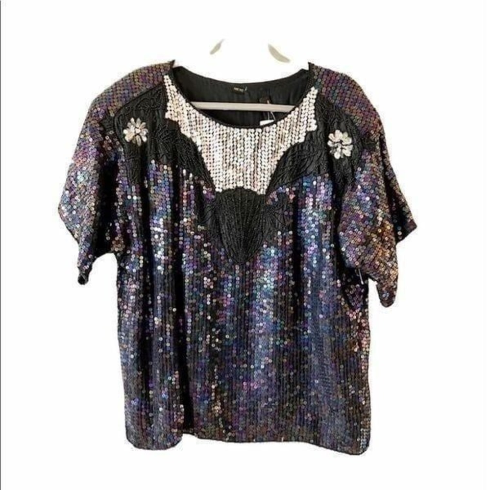 Mark & John Vintage Deadstock Sequin Top Silk Free Size 90s Golden Girls Costume